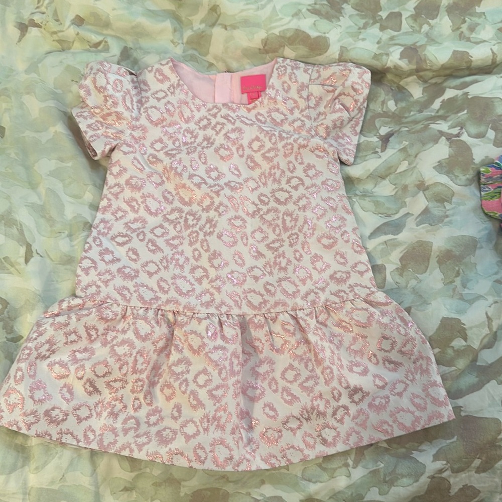 Lilly Pulitzer size 5 metallic pink animal print dress. Worn once